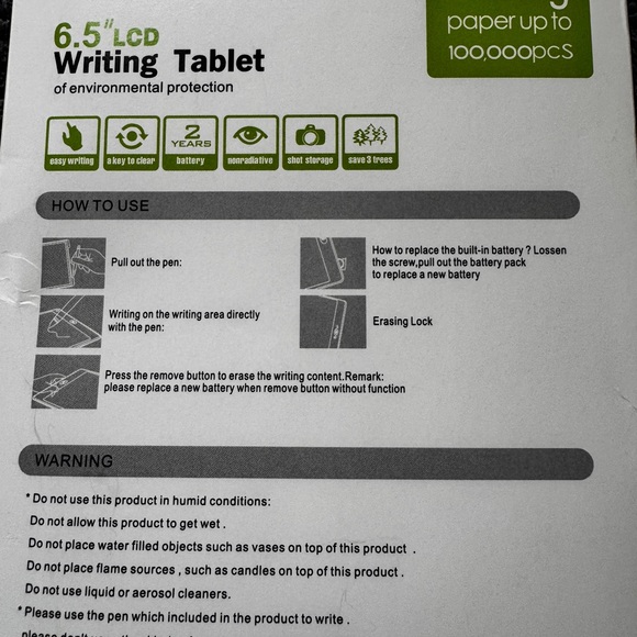 NEW. 6.5" LCD Writing Tablet New Battery Eco Friendly New in Box - Picture 4 of 7